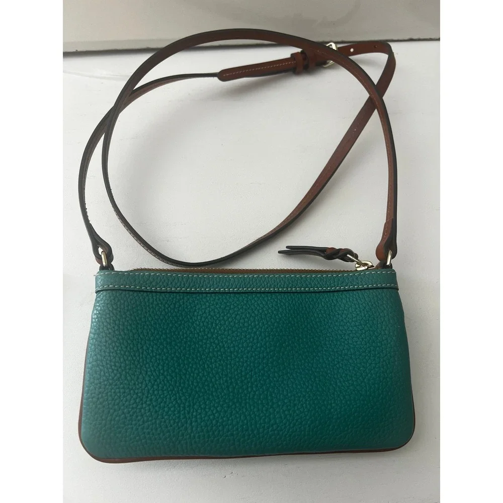 Dooney‎ Bourke Pebble Grain Leather Teal Crossbody Bag Small Purse 1975 - Picture 2 of 9